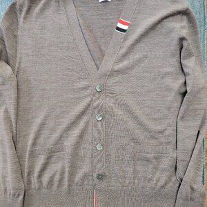 Thom Browne RWB Cardigan | Size 4 (Large) | Brown Merino Wool | 100% authentic